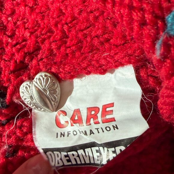 Vintage Obermeyer women's Noel vest large red christmas holiday button wool - Picture 9 of 10